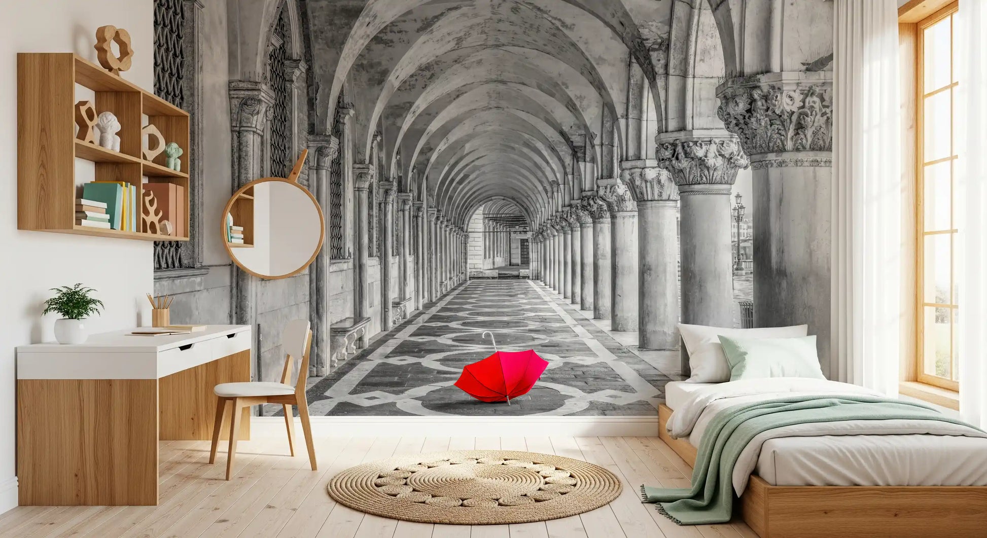 Italian Stone Corridor Perspective Wall Mural