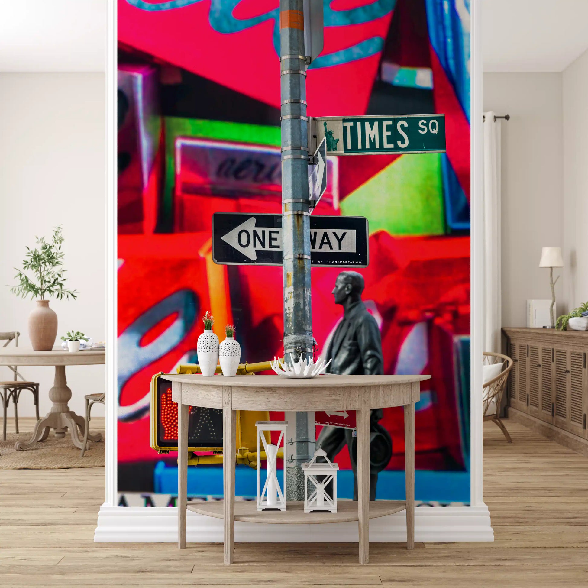 Neon Manhattan Intersection Wall Mural