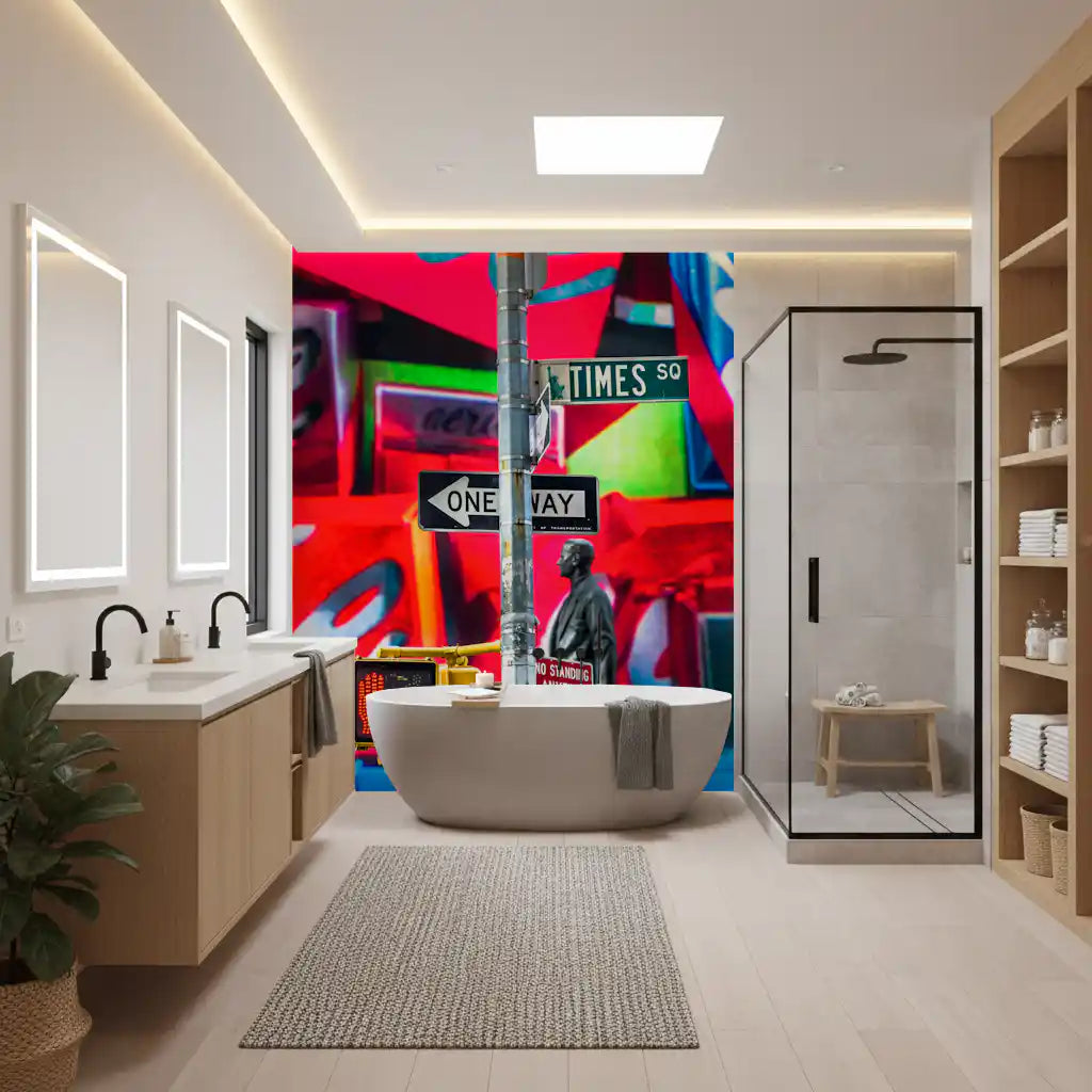 Neon Manhattan Intersection Wall Mural
