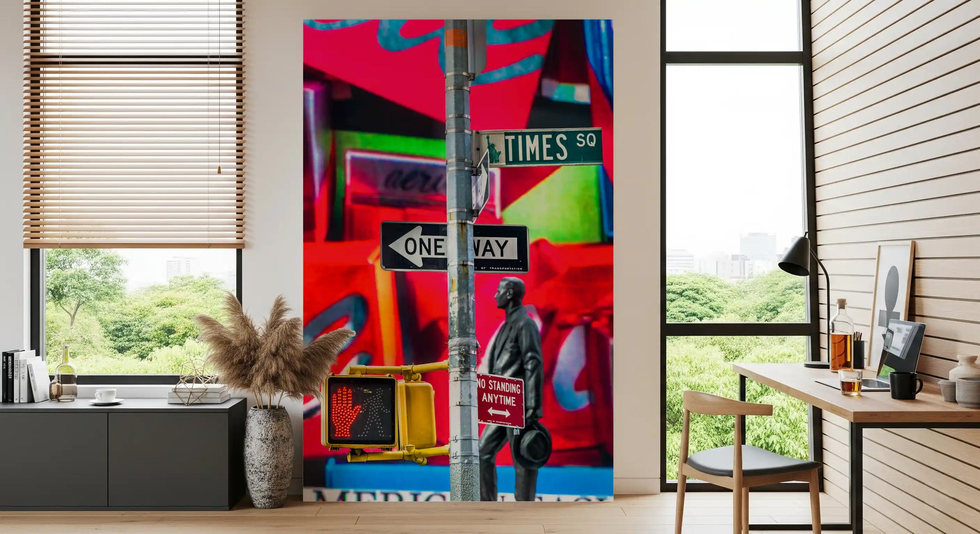 Neon Manhattan Intersection Wall Mural