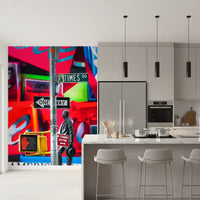Neon Manhattan Intersection Wall Mural