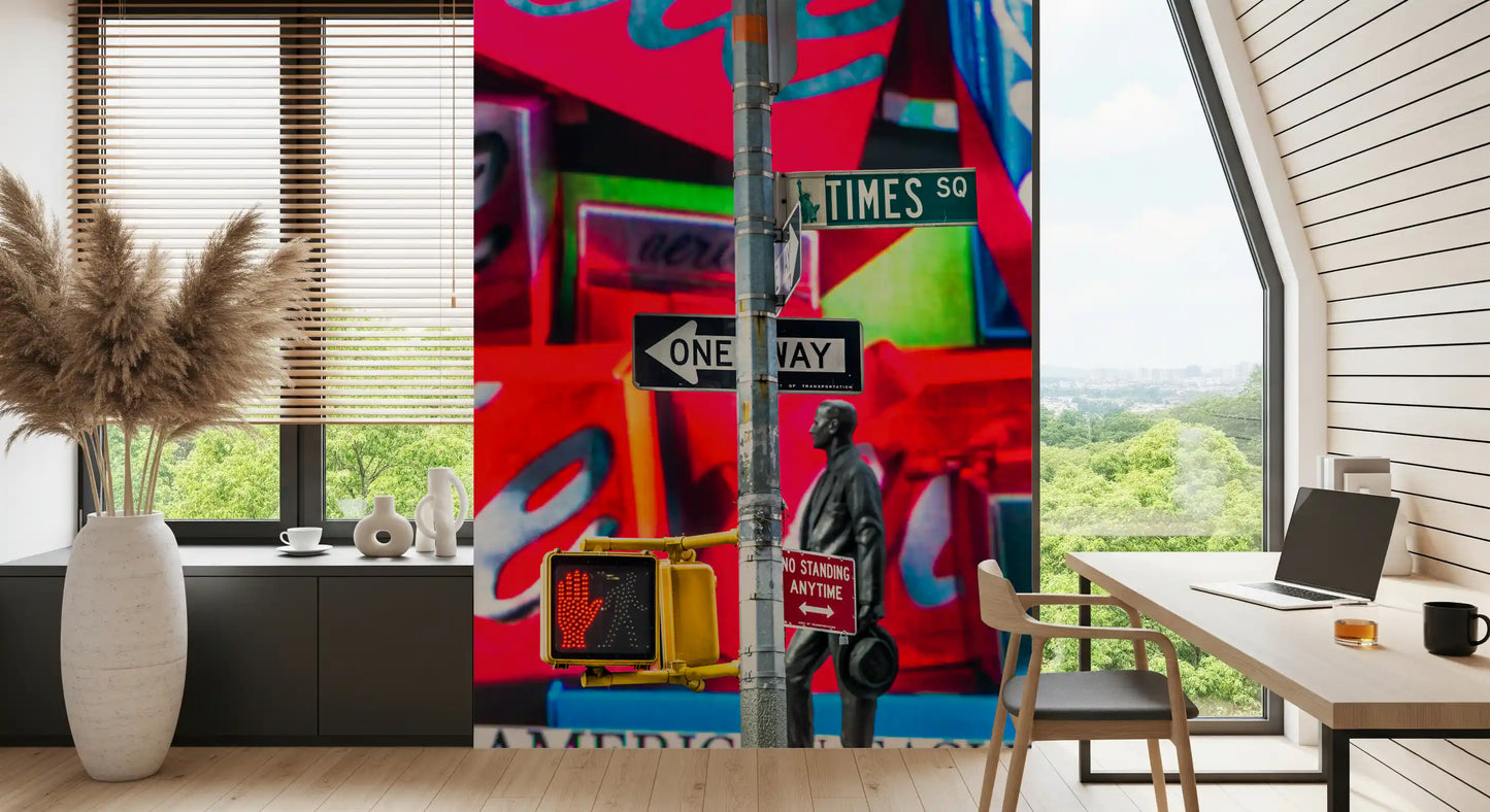 Neon Manhattan Intersection Wall Mural