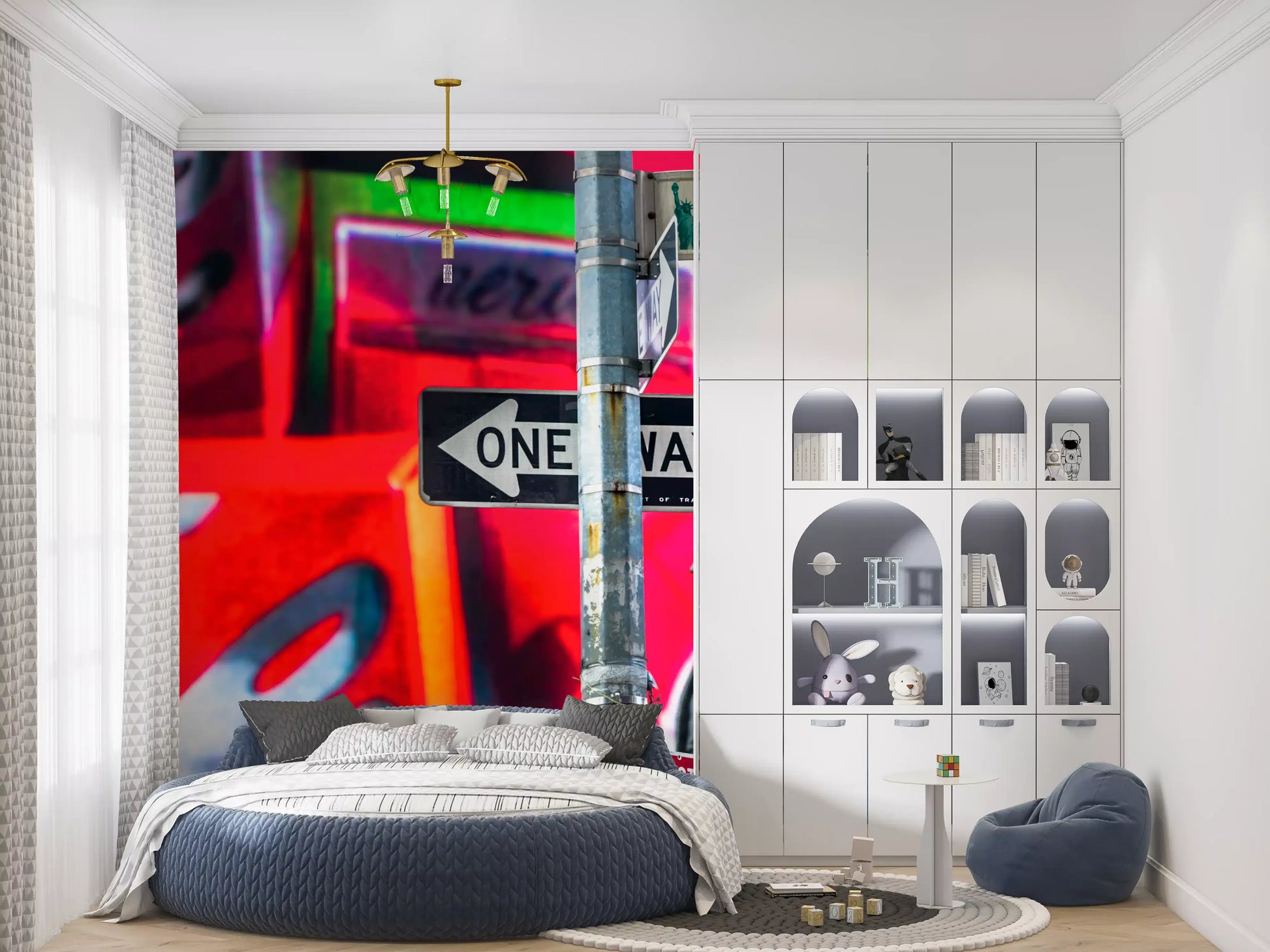 Neon Manhattan Intersection Wall Mural
