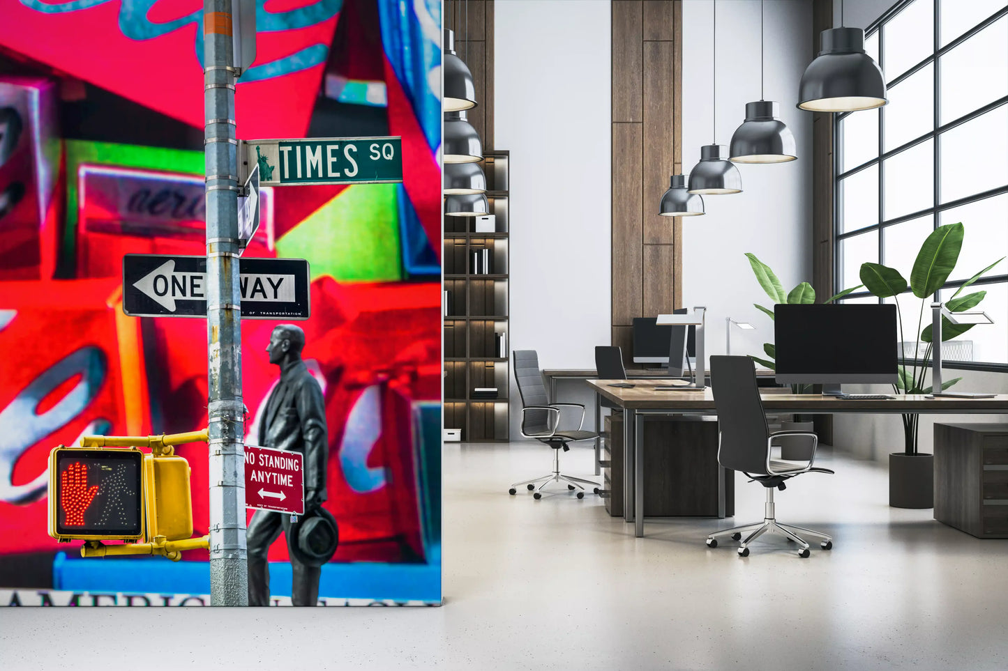 Neon Manhattan Intersection Wall Mural