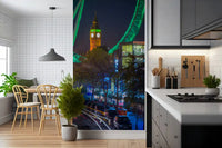 Neon Urban Traffic Nightscape Wall Mural