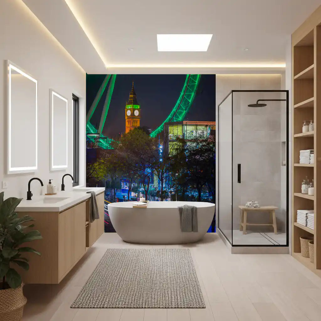 Neon Urban Traffic Nightscape Wall Mural