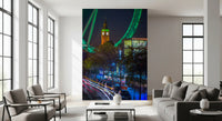 Neon Urban Traffic Nightscape Wall Mural