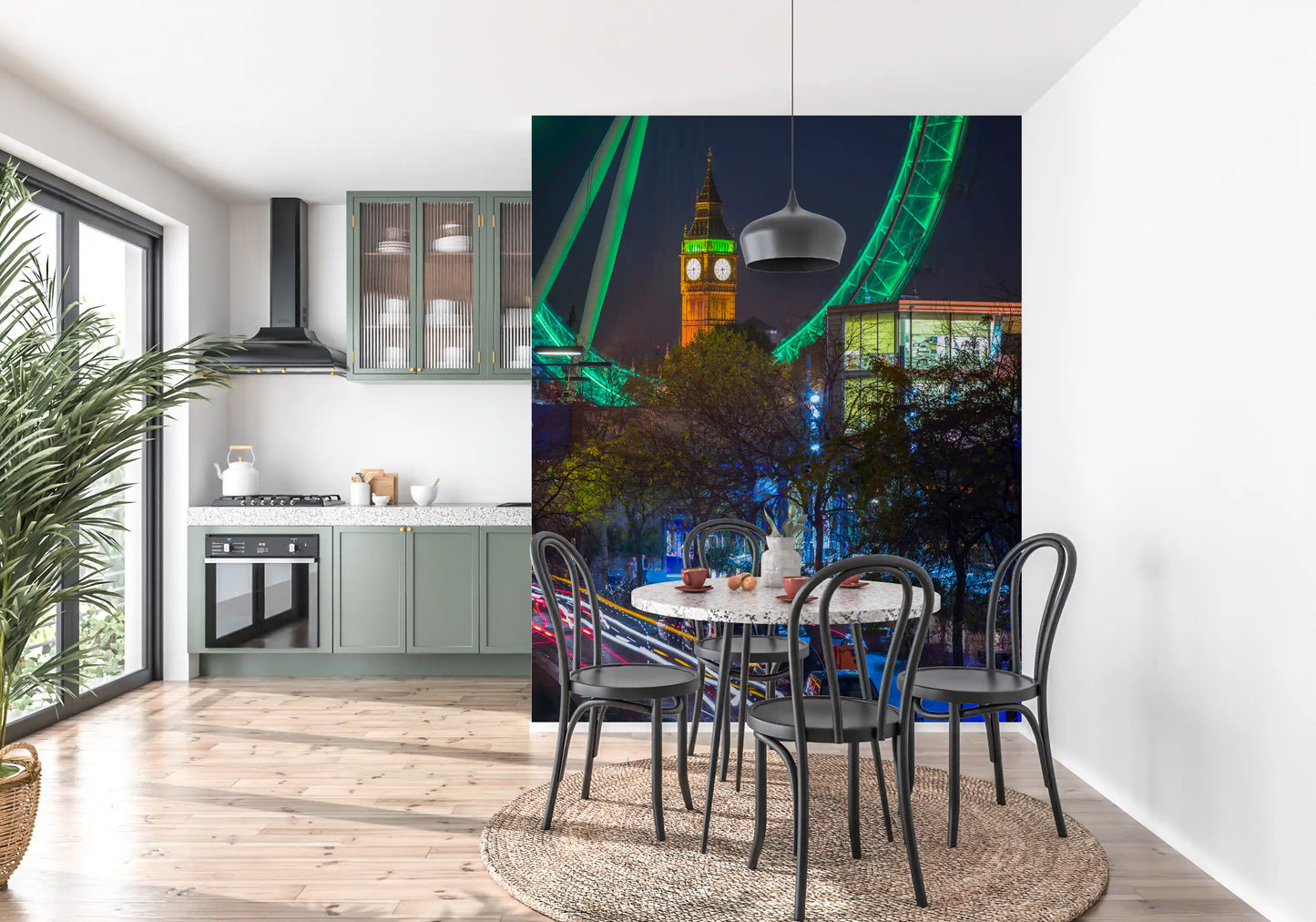 Neon Urban Traffic Nightscape Wall Mural