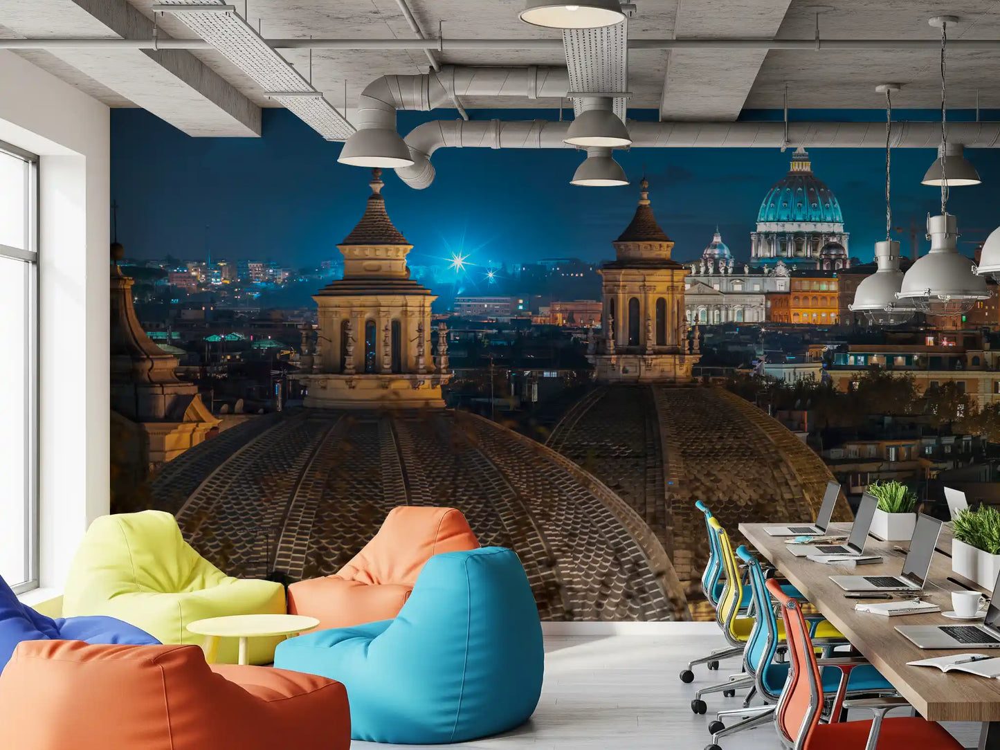 Roman Rooftops at Dusk Wall Mural