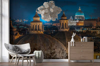 Roman Rooftops at Dusk Wall Mural