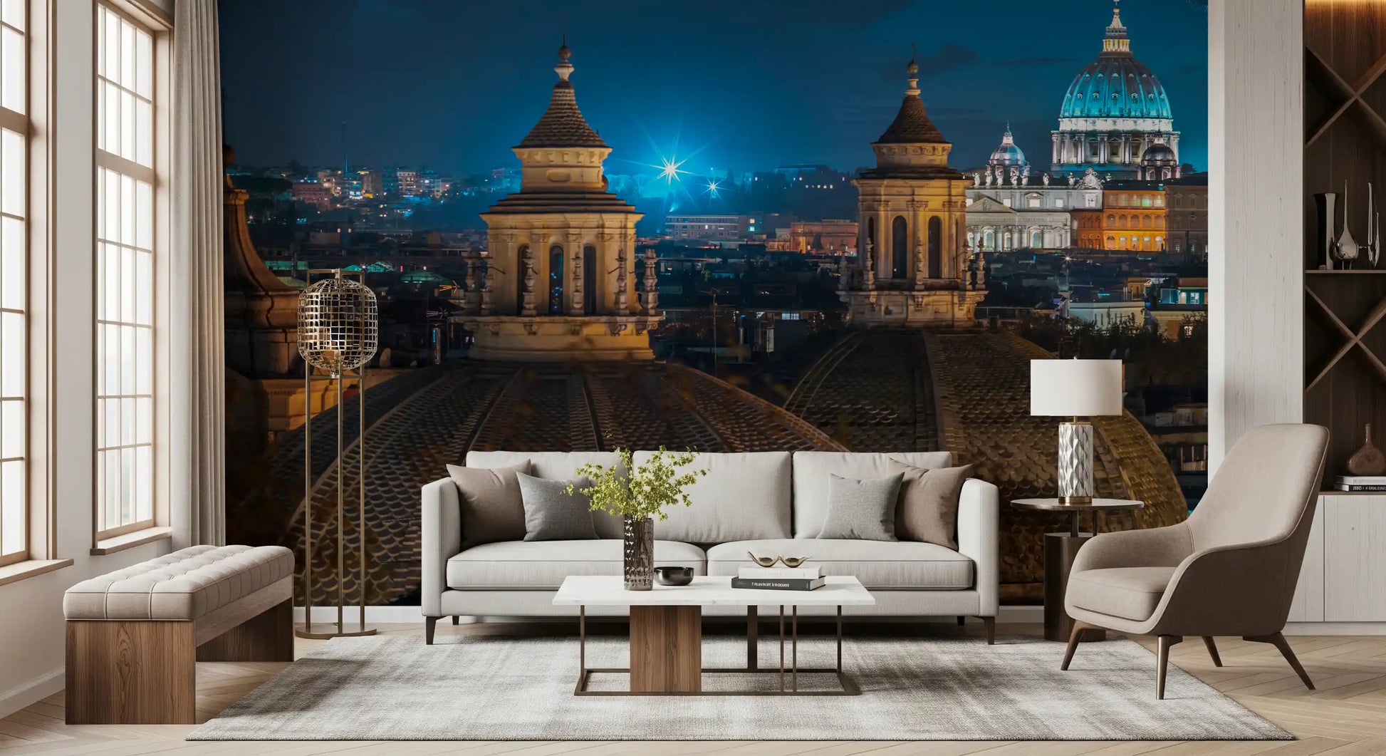 Roman Rooftops at Dusk Wall Mural