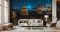 Roman Rooftops at Dusk Wall Mural