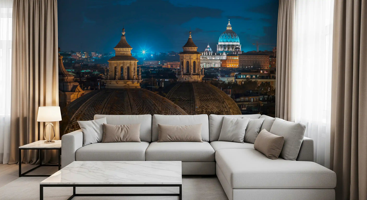 Roman Rooftops at Dusk Wall Mural