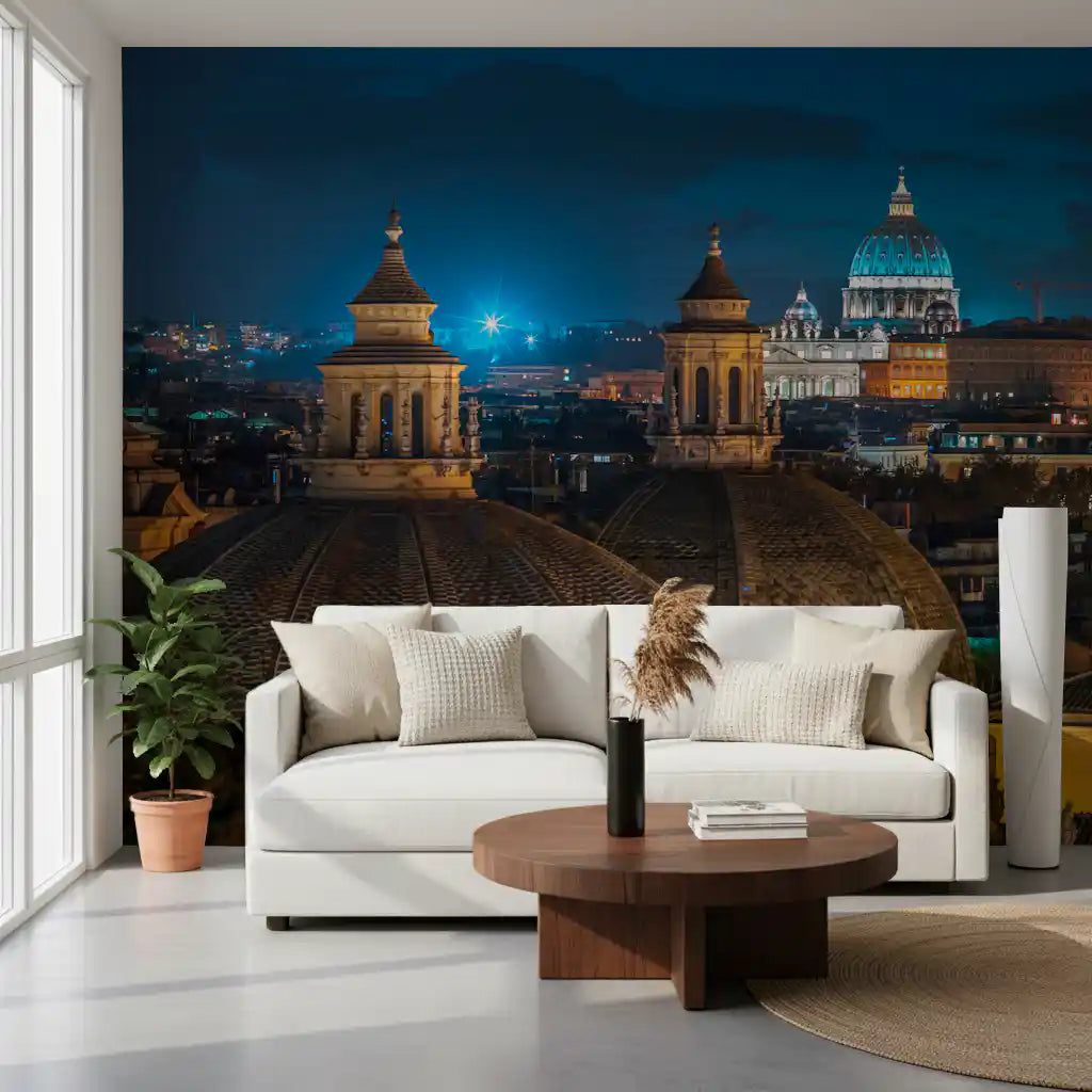 Roman Rooftops at Dusk Wall Mural