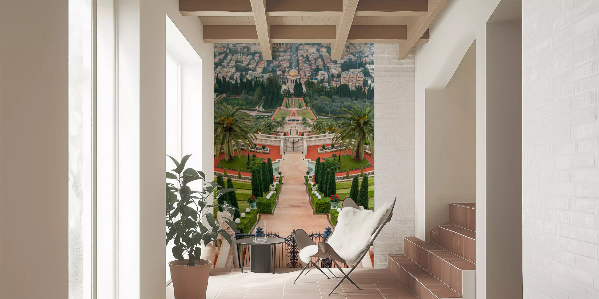 Symmetrical Mediterranean Terrace Wall Mural