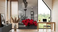 Crimson Blooms in Central London Wall Mural