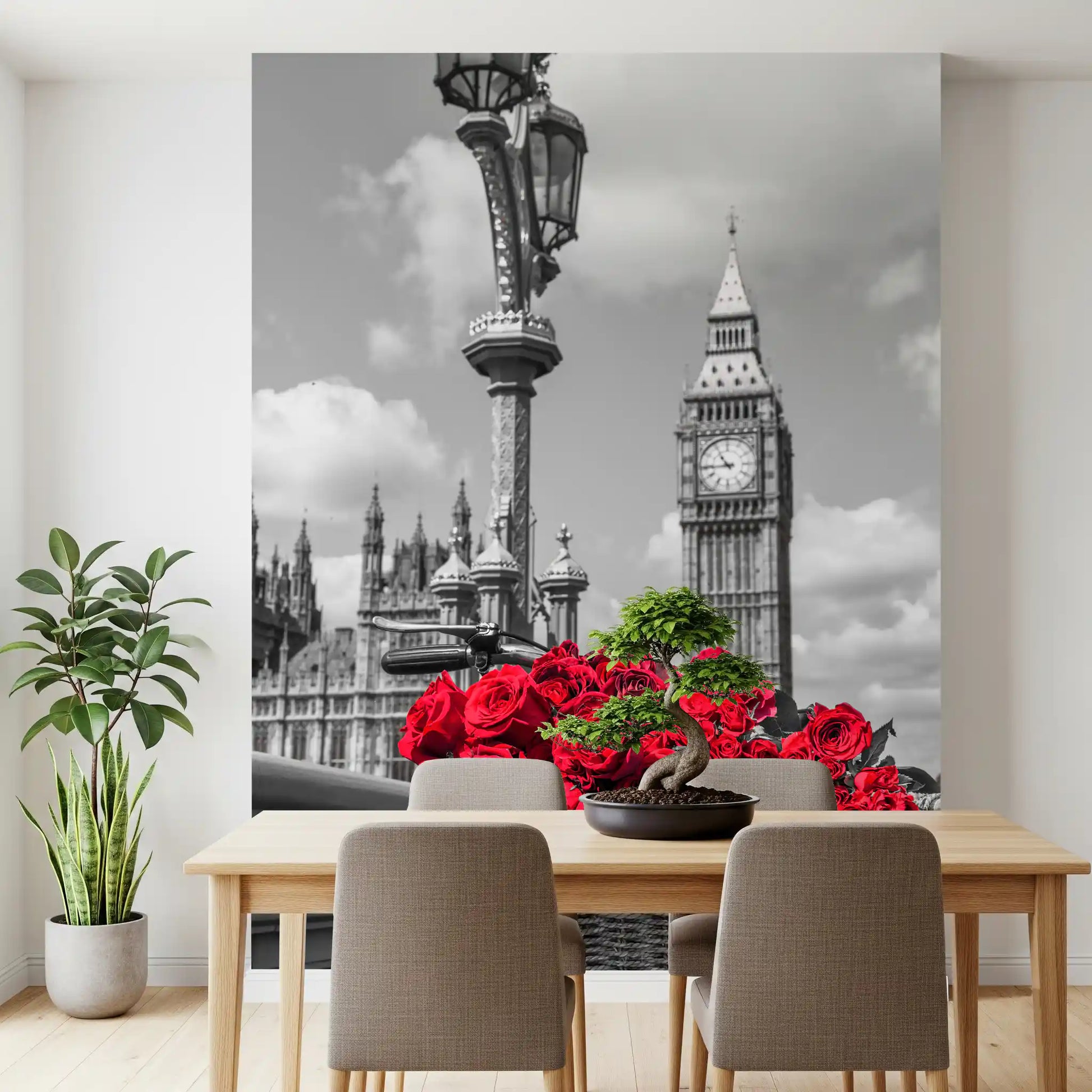 Crimson Blooms in Central London Wall Mural