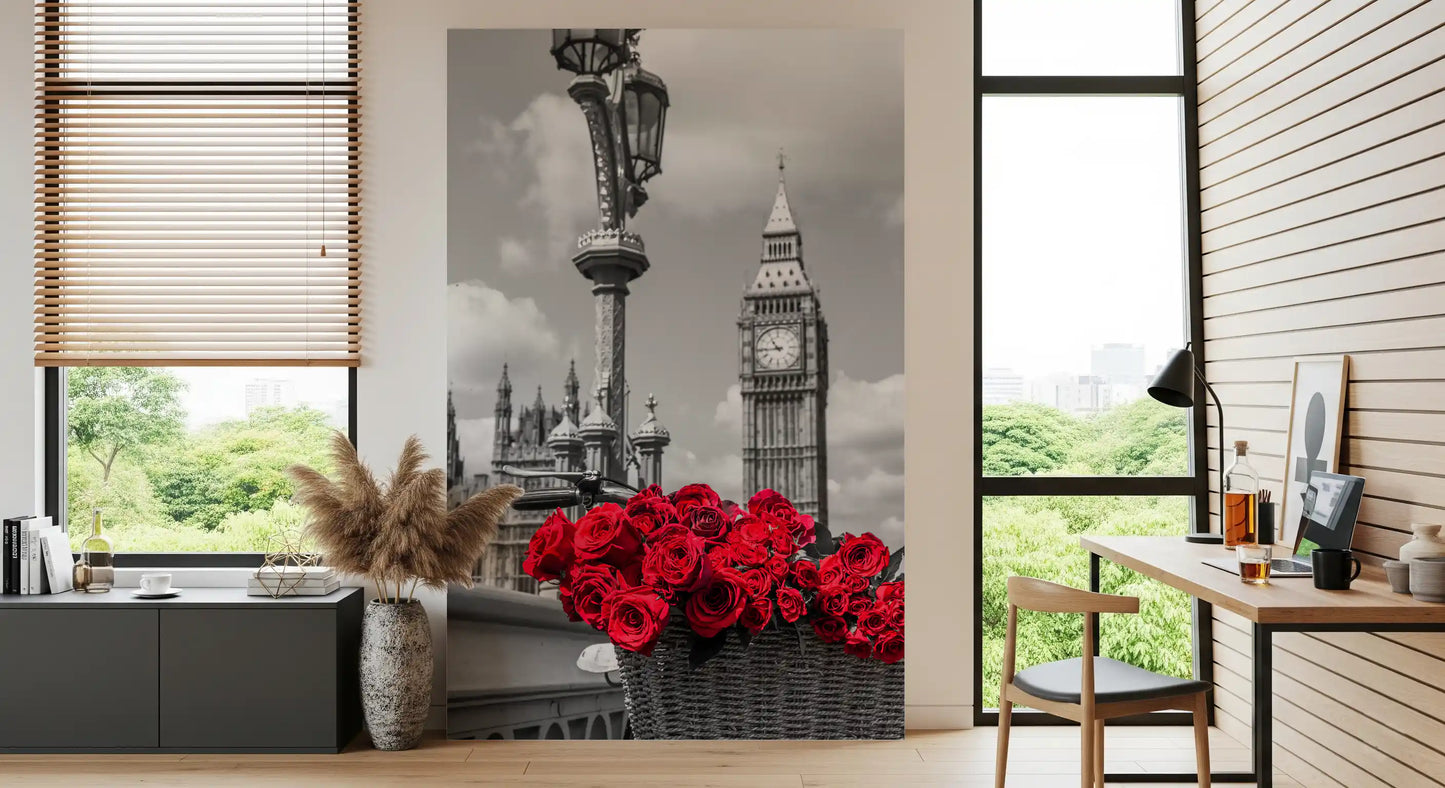 Crimson Blooms in Central London Wall Mural