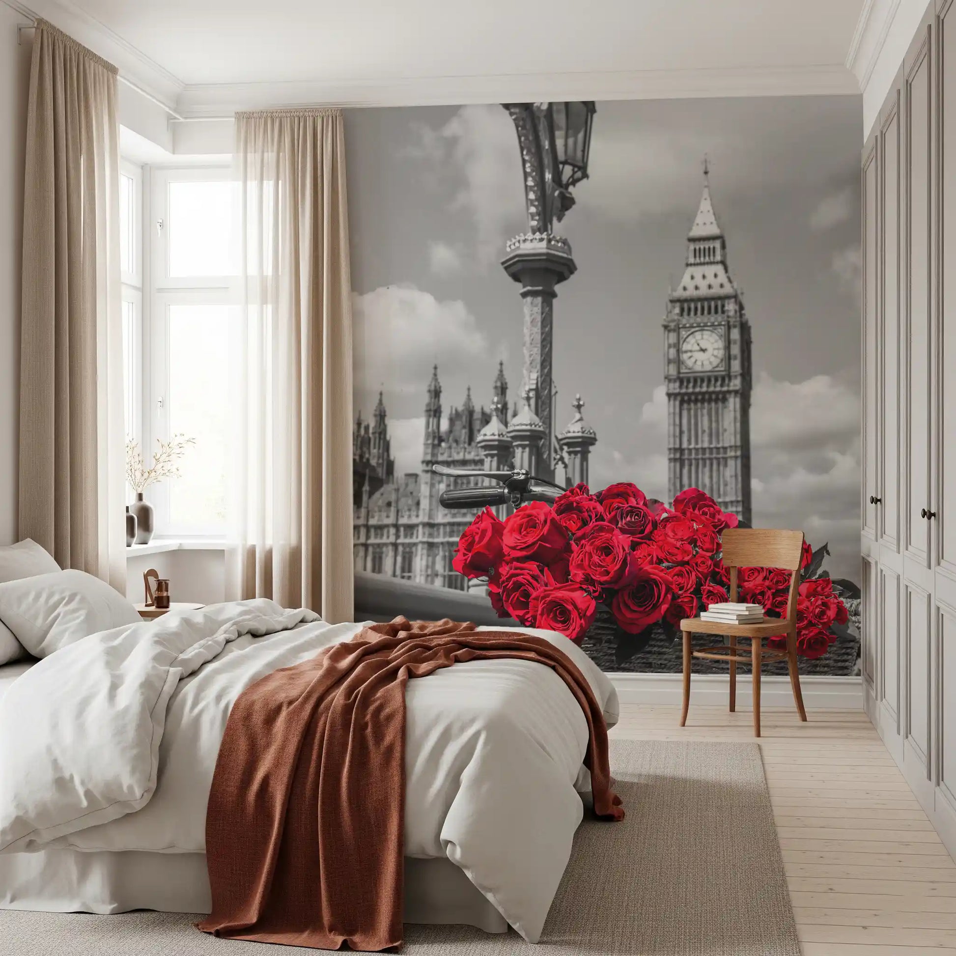 Crimson Blooms in Central London Wall Mural