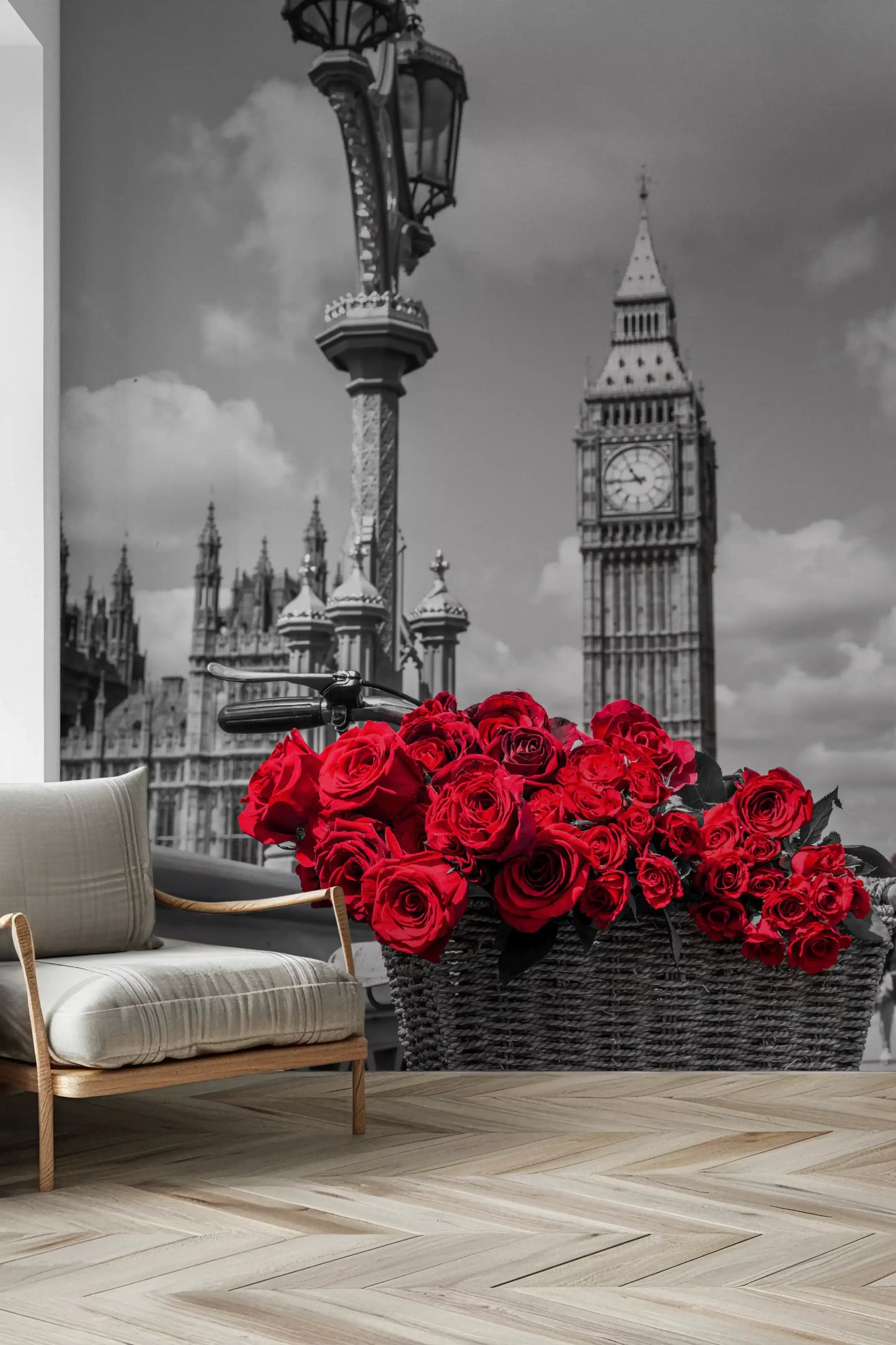 Crimson Blooms in Central London Wall Mural