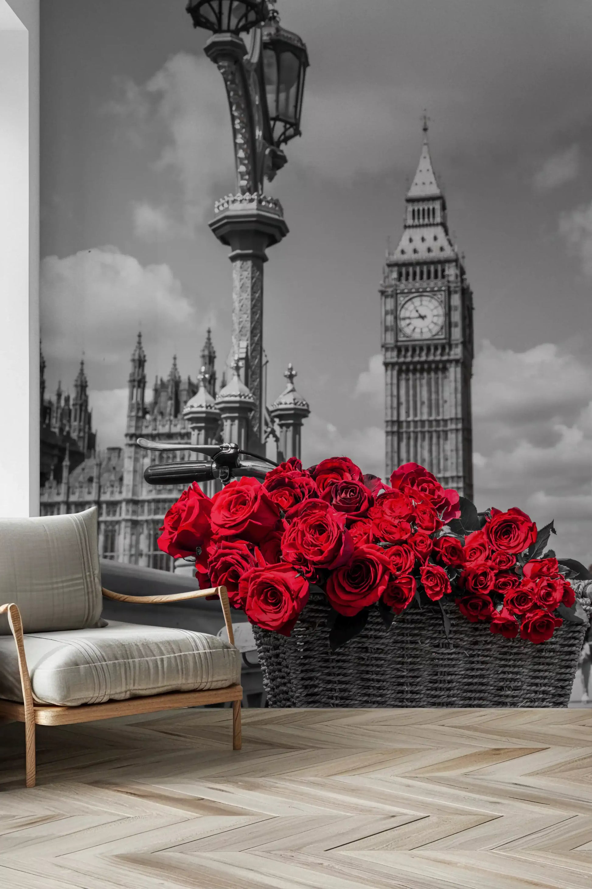 Crimson Blooms in Central London Wall Mural