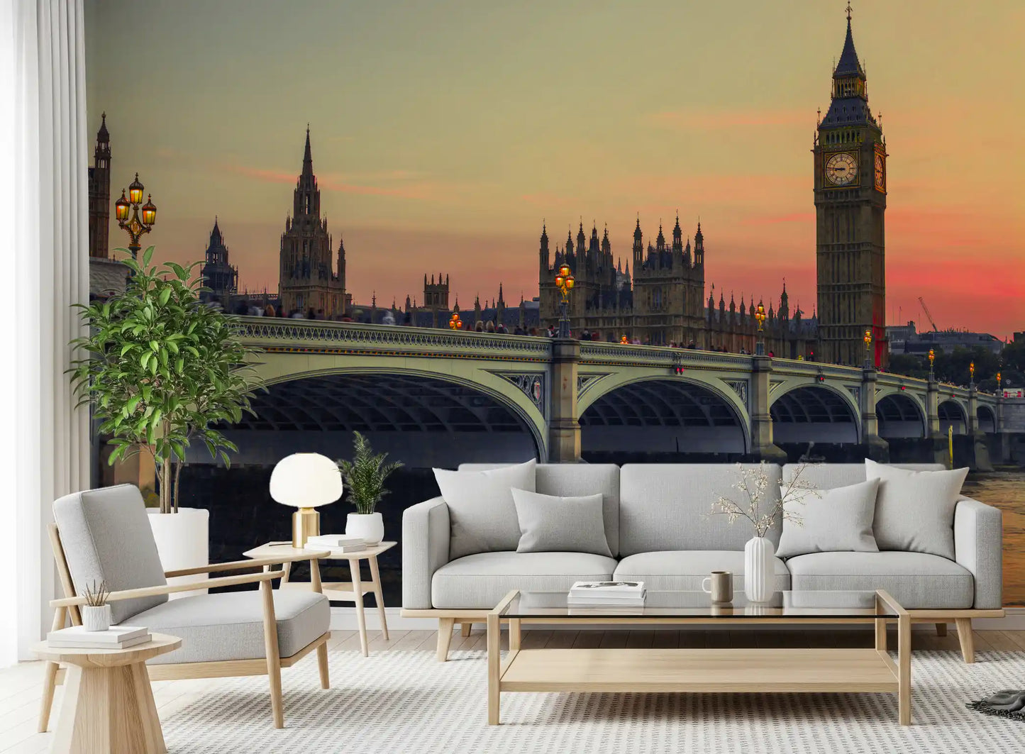 Westminster Bridge Sunset Silhouette Wall Mural