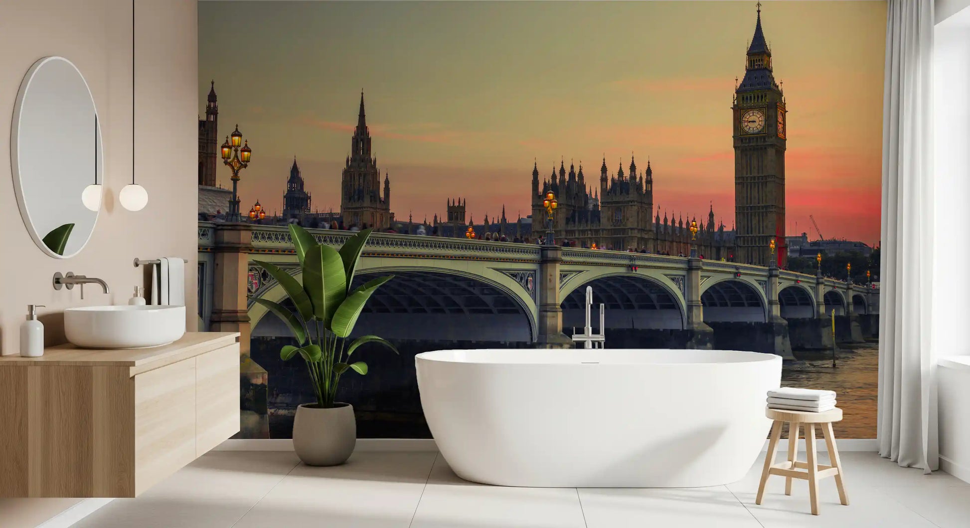 Westminster Bridge Sunset Silhouette Wall Mural