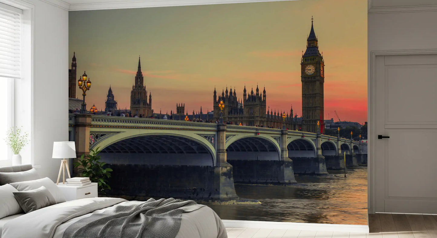 Westminster Bridge Sunset Silhouette Wall Mural