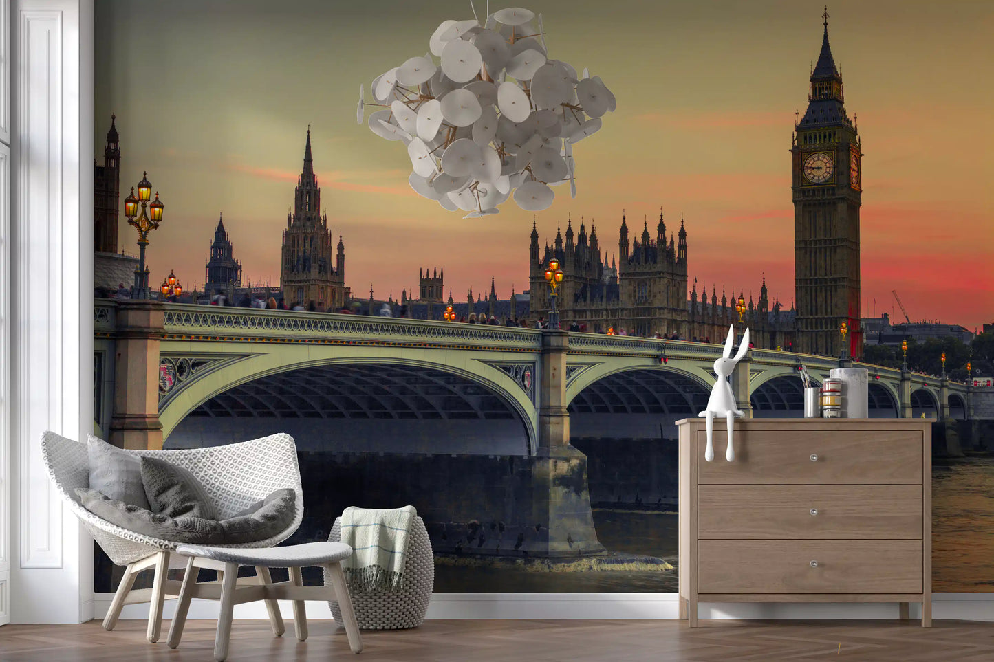 Westminster Bridge Sunset Silhouette Wall Mural