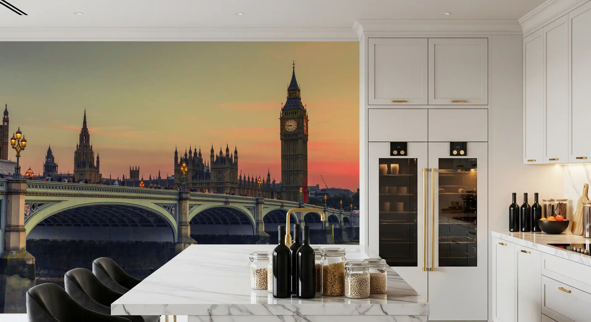 Westminster Bridge Sunset Silhouette Wall Mural