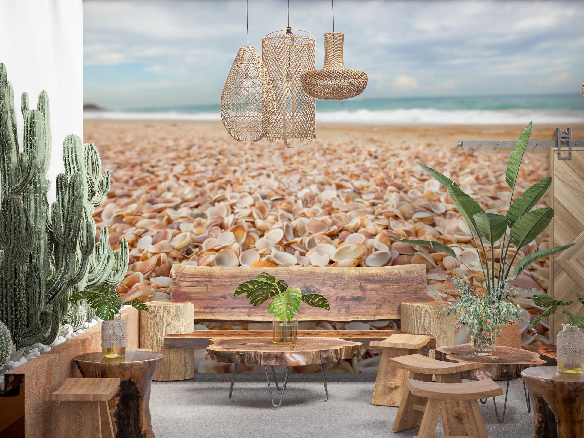 Sunlit Seashell Bed Wall Mural