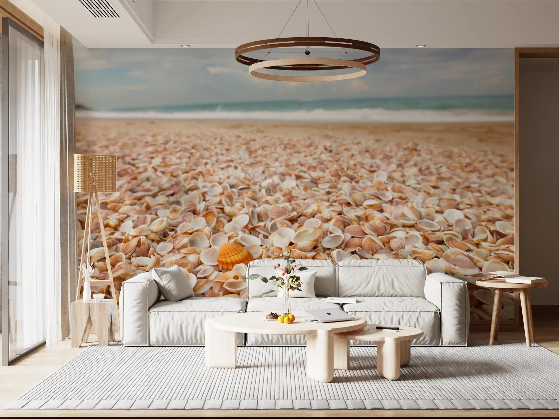 Sunlit Seashell Bed Wall Mural