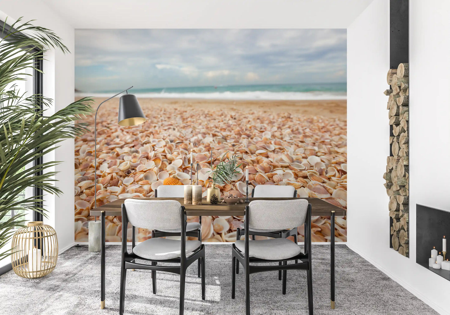 Sunlit Seashell Bed Wall Mural