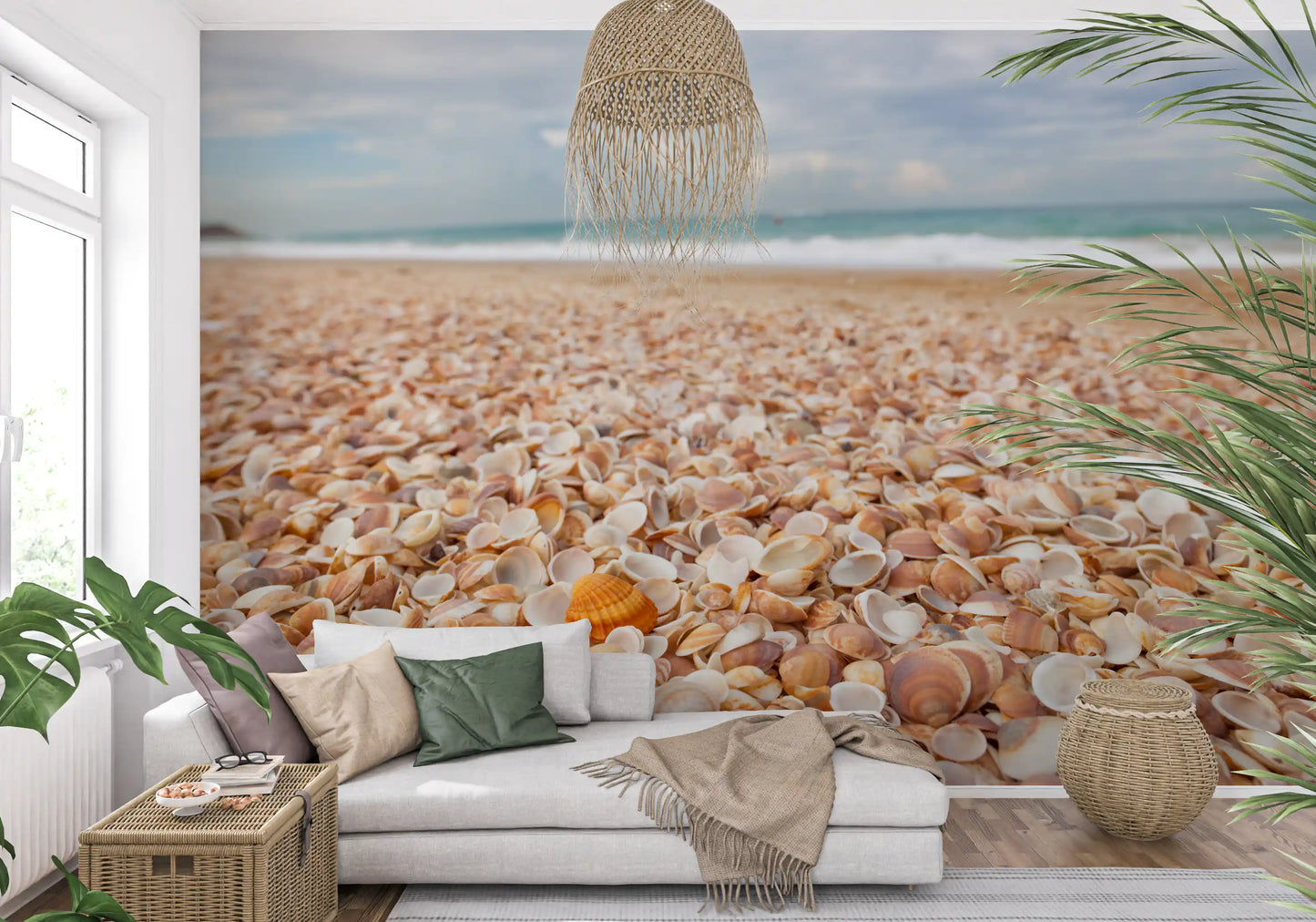 Sunlit Seashell Bed Wall Mural