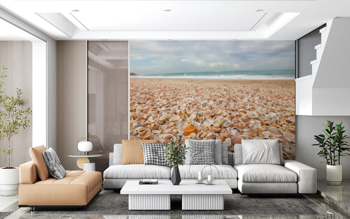 Sunlit Seashell Bed Wall Mural