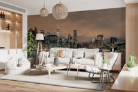 East River Night Cityscape Wall Mural