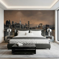 East River Night Cityscape Wall Mural