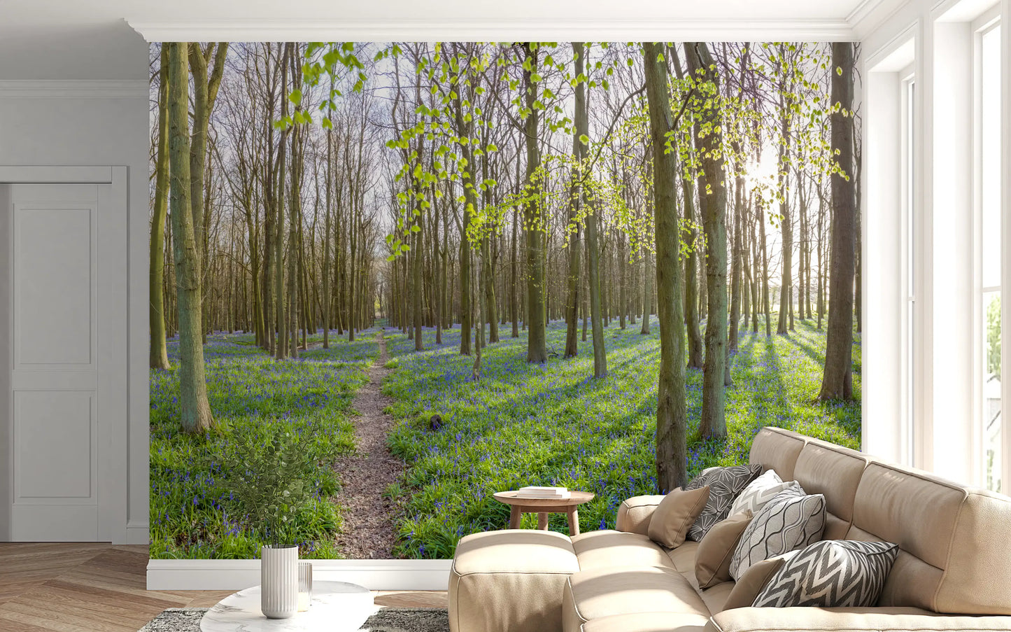 Springtime Woodland Canopy and Blooms Wall Mural