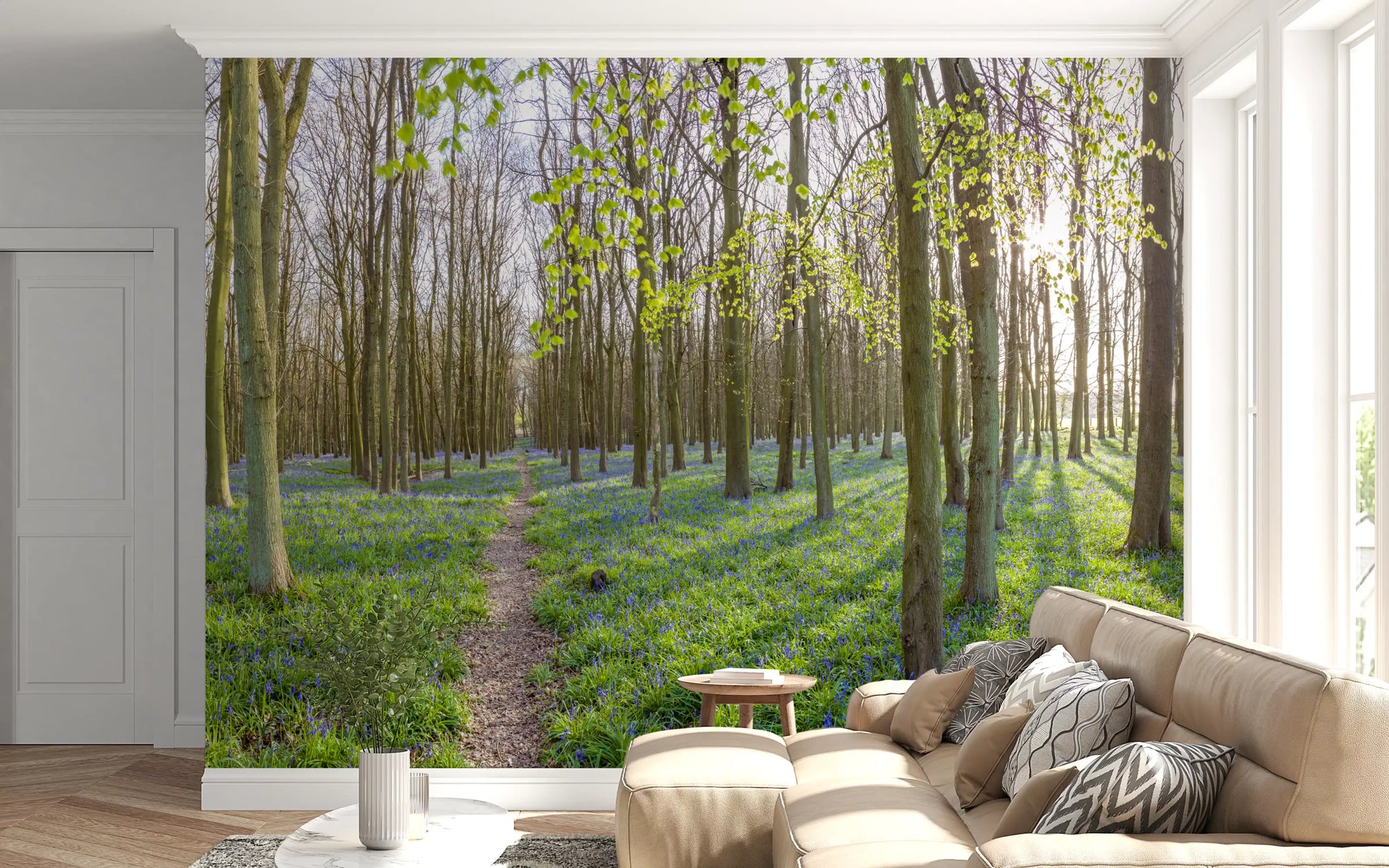 Springtime Woodland Canopy and Blooms Wall Mural