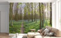 Springtime Woodland Canopy and Blooms Wall Mural