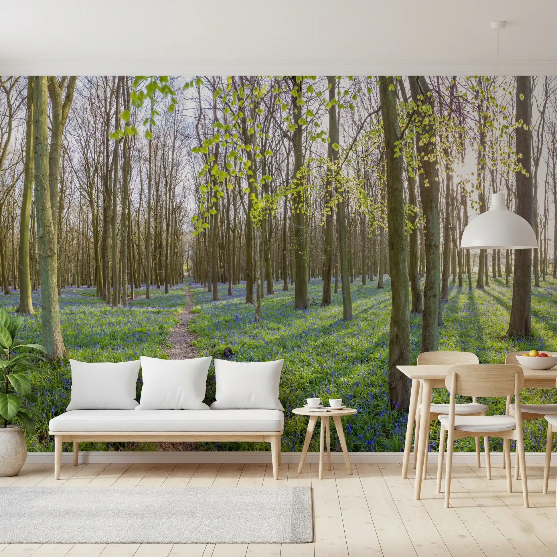 Springtime Woodland Canopy and Blooms Wall Mural