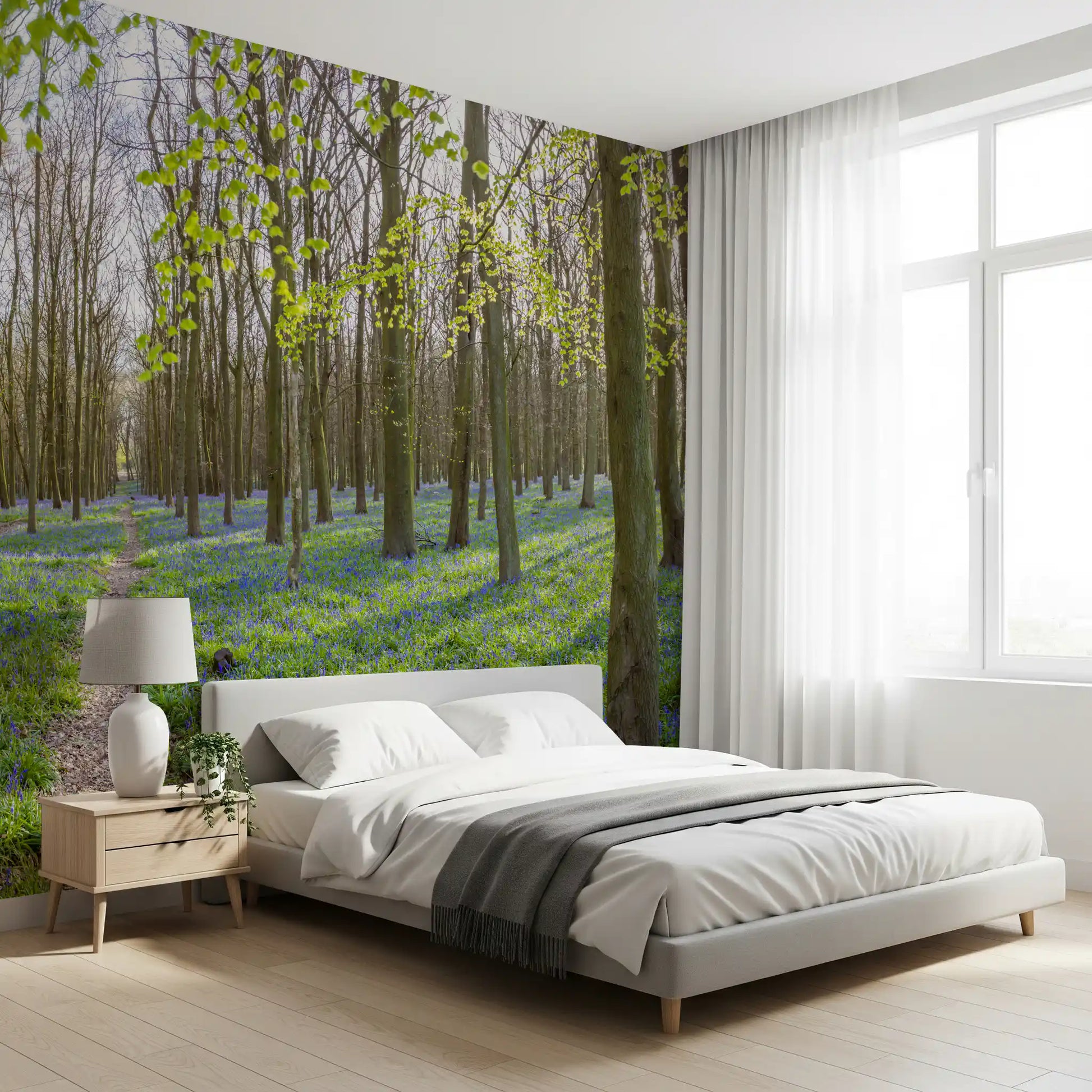 Springtime Woodland Canopy and Blooms Wall Mural