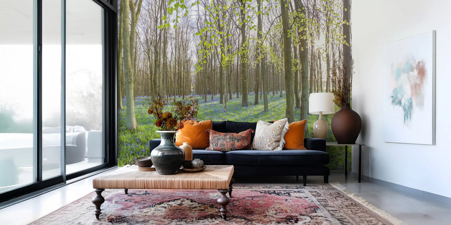 Springtime Woodland Canopy and Blooms Wall Mural