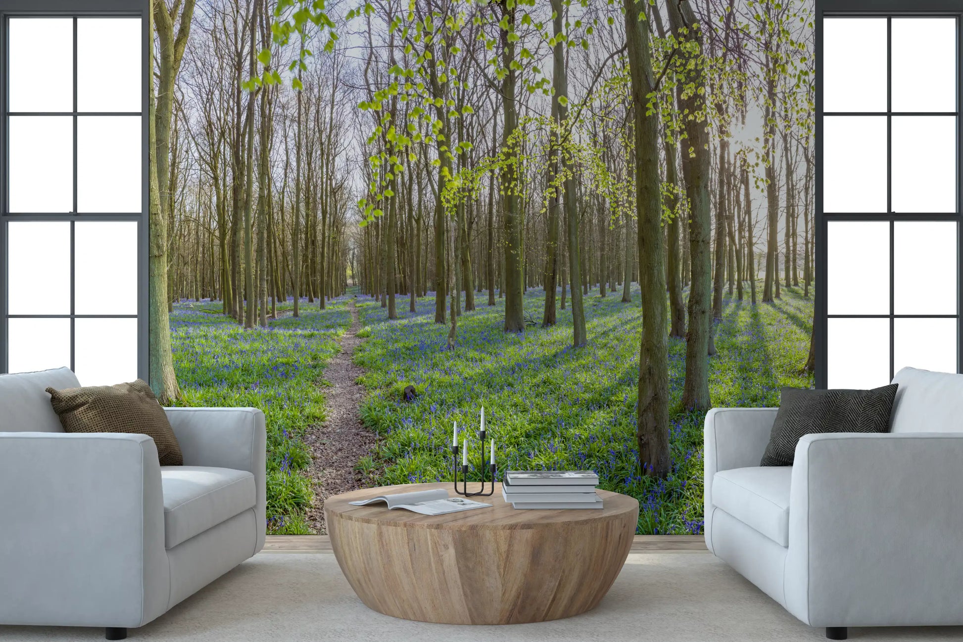 Springtime Woodland Canopy and Blooms Wall Mural