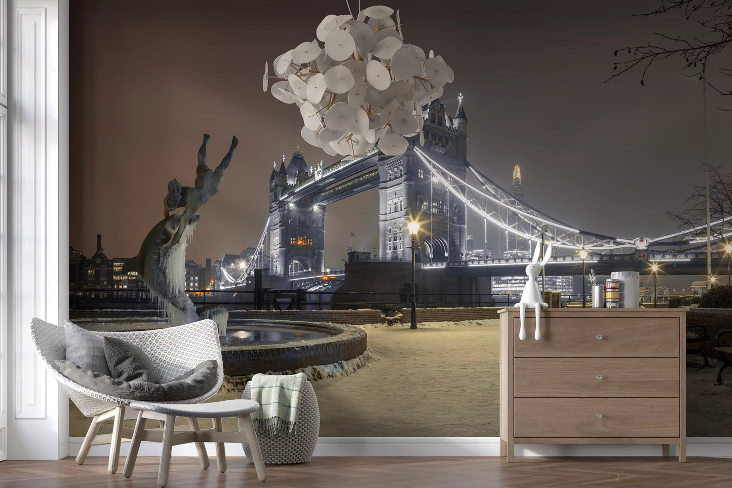 Icy Thames Riverside Evening Wall Mural