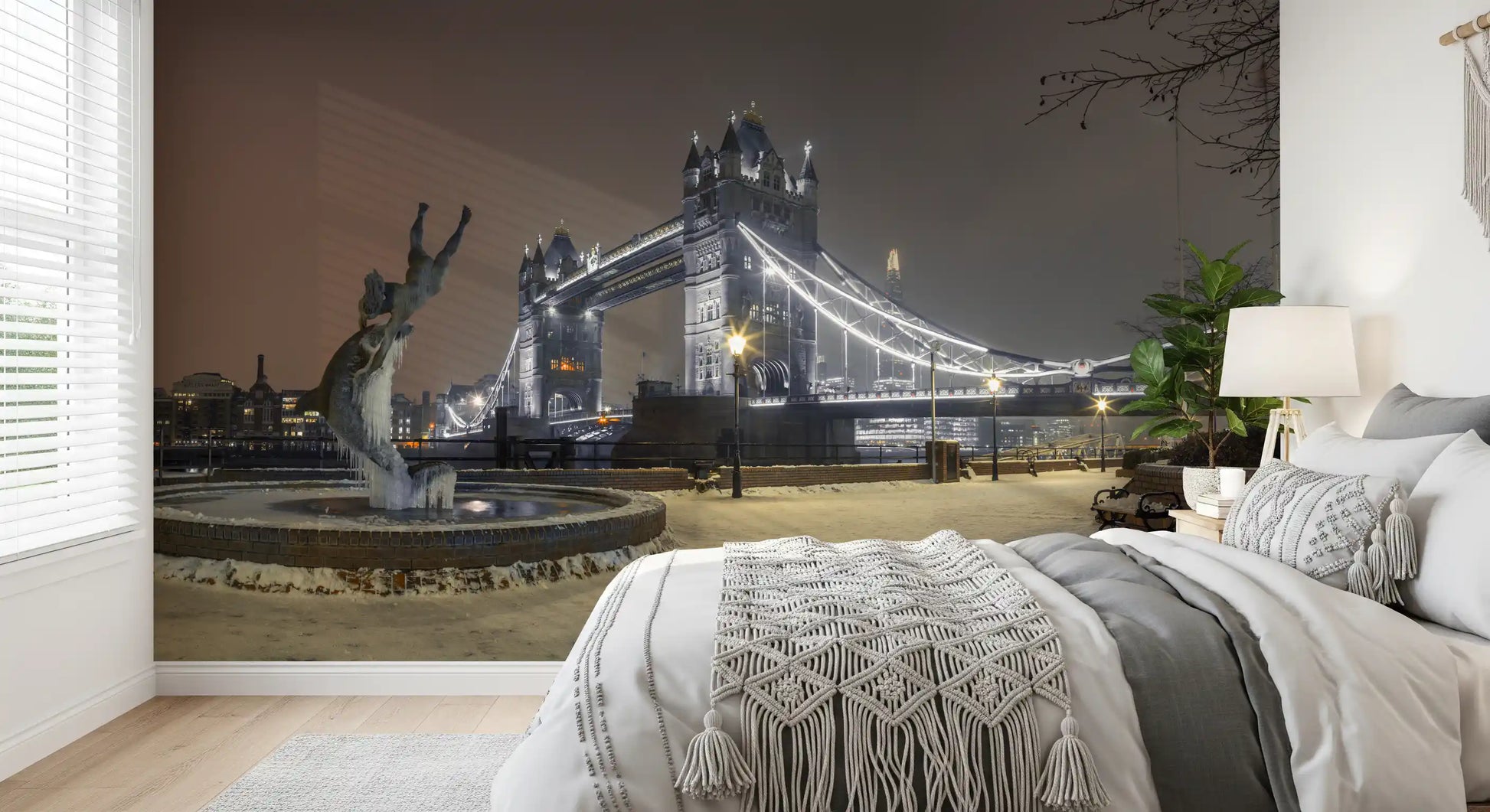 Icy Thames Riverside Evening Wall Mural