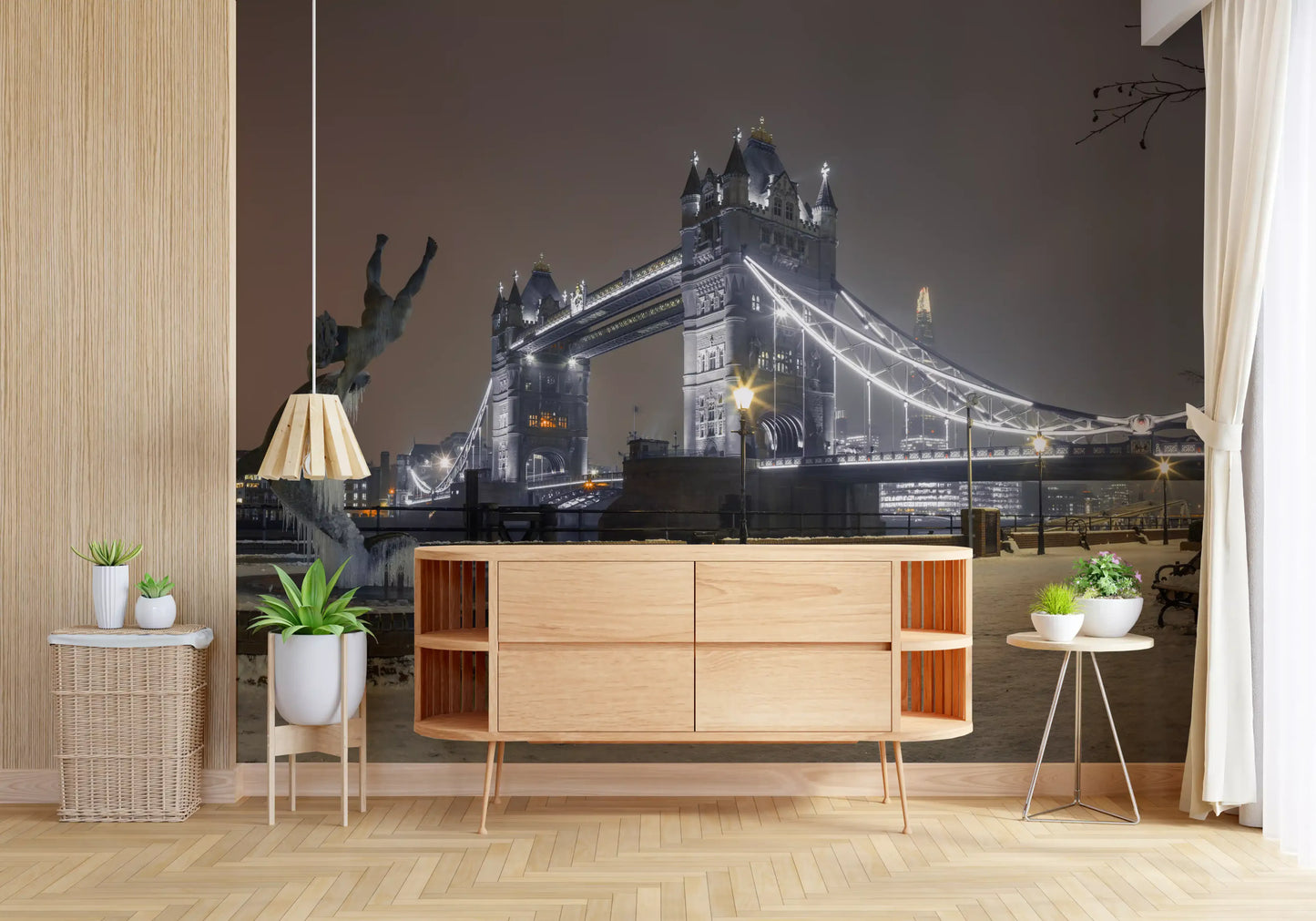Icy Thames Riverside Evening Wall Mural