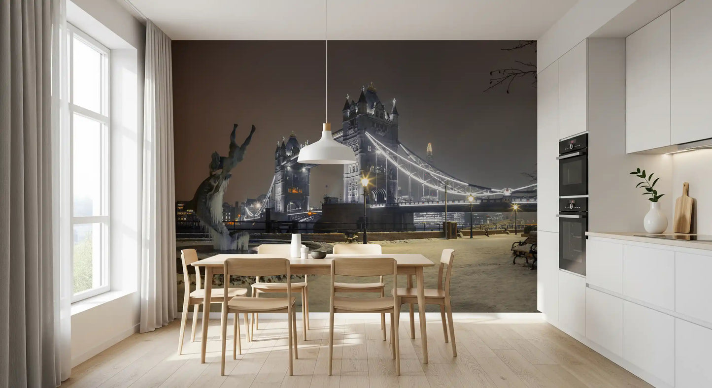 Icy Thames Riverside Evening Wall Mural