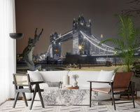 Icy Thames Riverside Evening Wall Mural