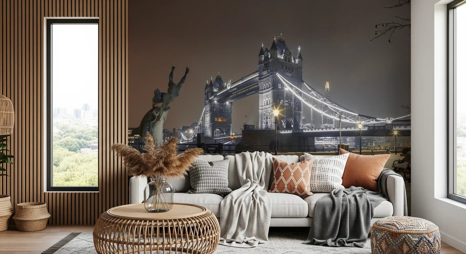 Icy Thames Riverside Evening Wall Mural
